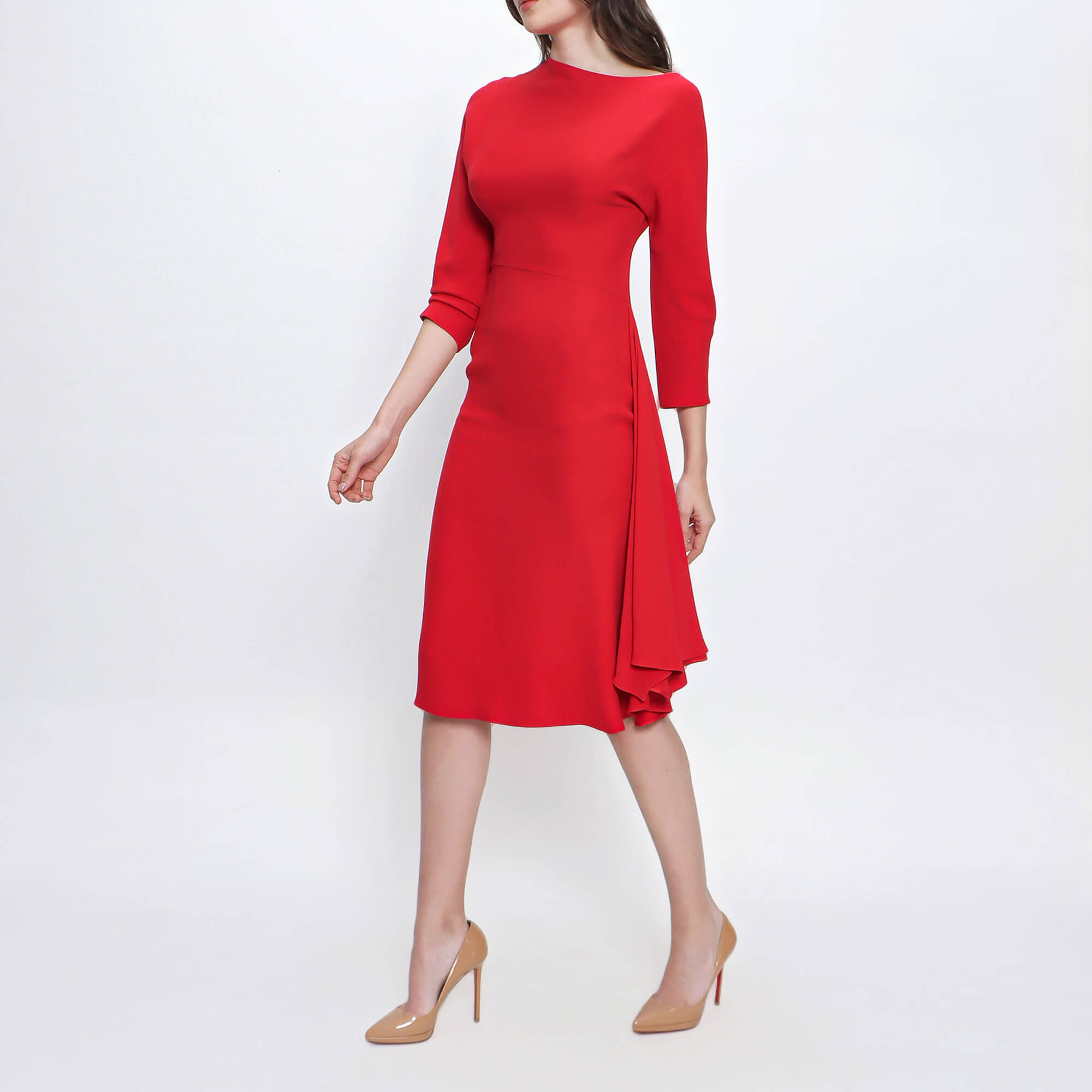 Valentino - Red Silk Midi Dress